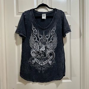 Vocal scoop neck short sleeve motorcycle shirt gray size XL